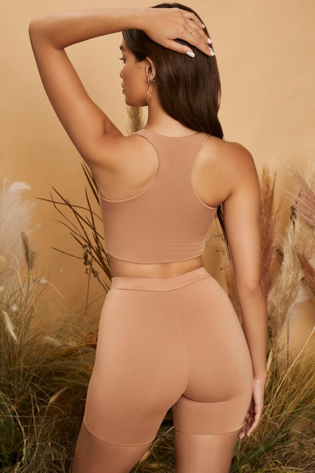 Oh Polly Fair and Square Square Neck Crop Top N80H695 Mocha