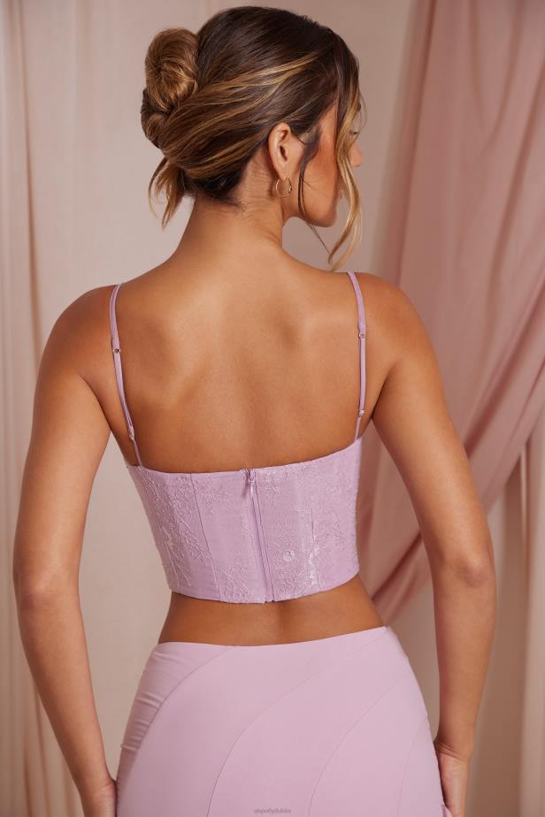Oh Polly Lena Lace Corset Crop Top N80H593 Dusty Pink