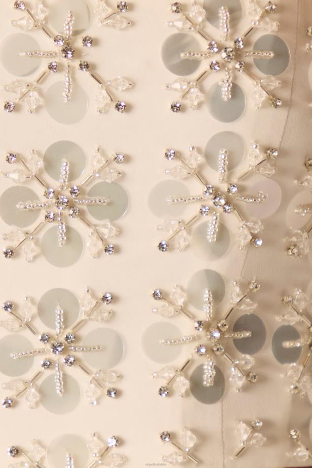 Oh Polly Maia Hand Embellished Bandeau Corset Crop Top N80H599 Ivory