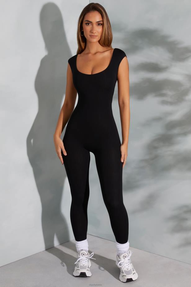 Oh Polly Sabrina Open Back Scoop Neck Jumpsuit N80H759 Black
