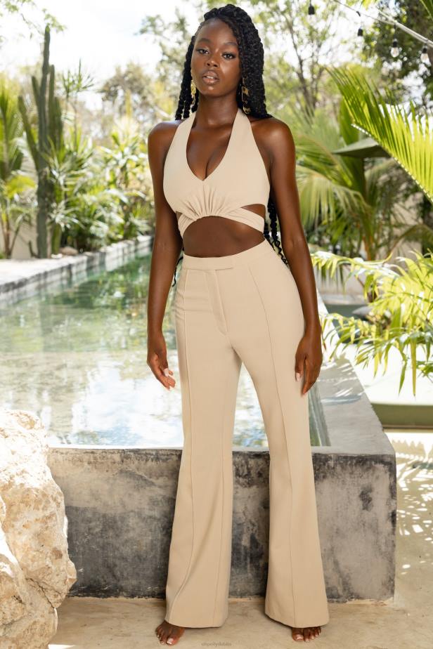 Oh Polly Before Sundown Cut Out Halter Top N80H687 Stone