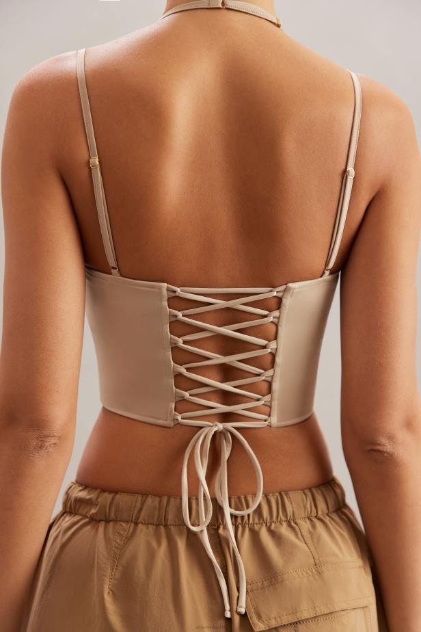 Oh Polly Centaine Square Neck Corset Top N80H609 Stone