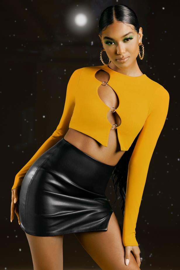 Oh Polly Crash The Party Asymmetric Long Sleeve Top N80H693 Yellow