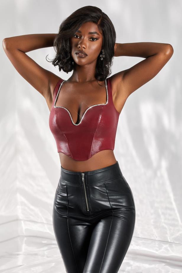 Oh Polly Day Dream Corset Top N80H671 Burgundy