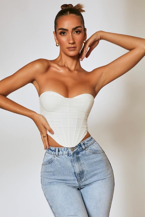 Oh Polly First Impression Mesh Overlay Corset Top N80H663 Ivory