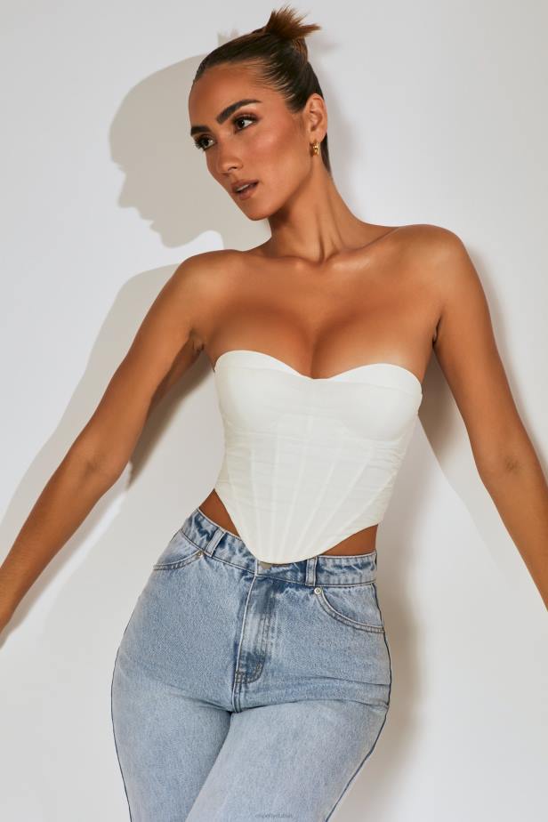 Oh Polly First Impression Mesh Overlay Corset Top N80H663 Ivory