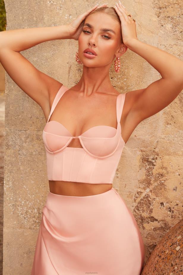Oh Polly Influence Me Satin Cupped Corset Top N80H689 Blush