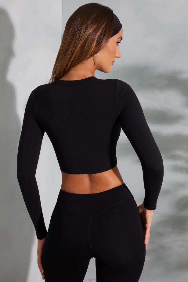 Oh Polly Lori Round Neck Long Sleeve Top N80H589 Black