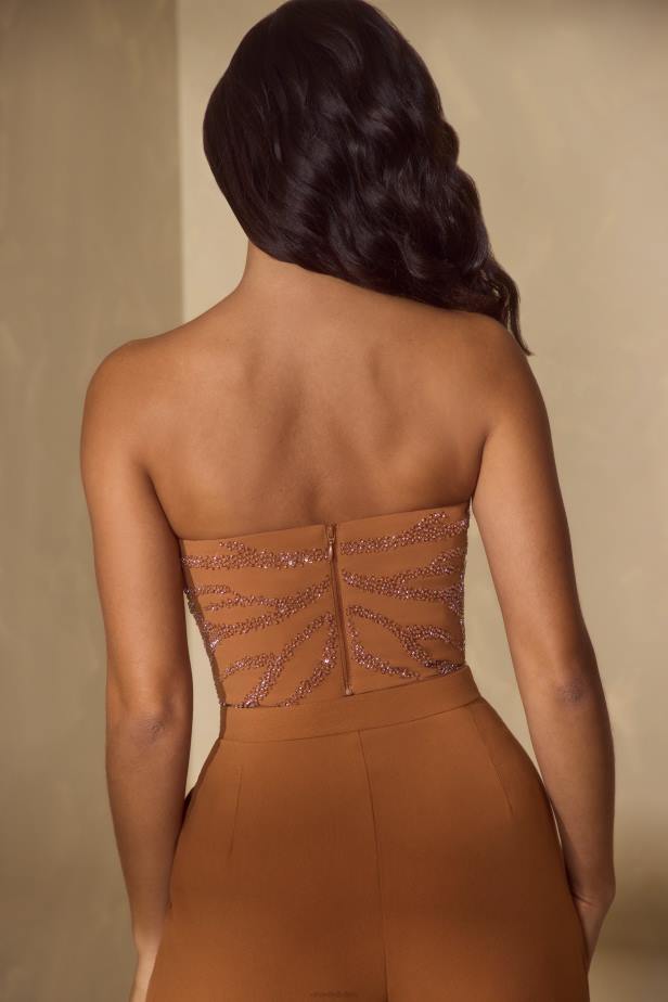 Oh Polly Mina Embellished Bandeau Corset Top N80H602 Caramel
