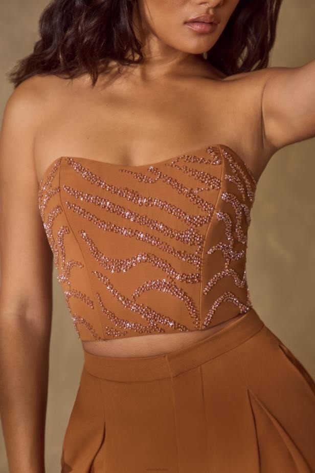 Oh Polly Mina Embellished Bandeau Corset Top N80H602 Caramel