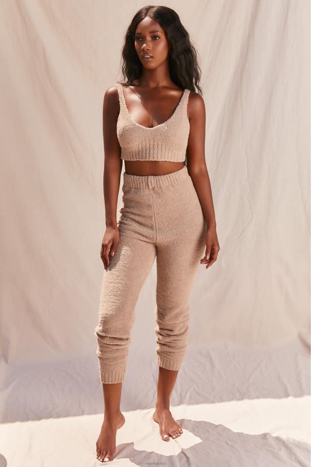 Oh Polly Time To Chill Cosy Low V Neck Tank Top N80H684 Sand