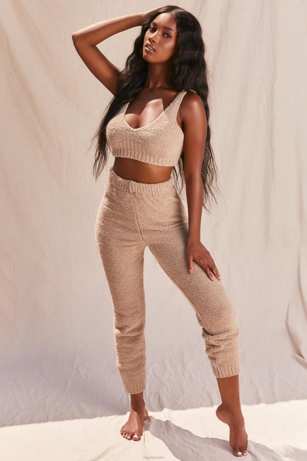 Oh Polly Time To Chill Cosy Low V Neck Tank Top N80H684 Sand